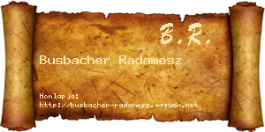 Busbacher Radamesz névjegykártya